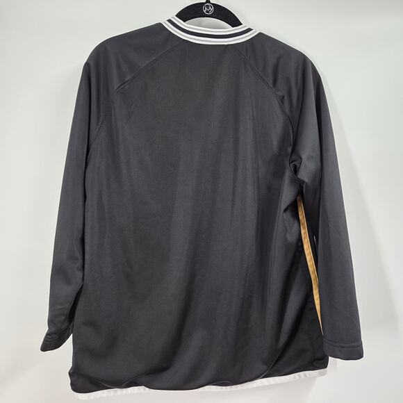 VTG Nike Hoops Big Spell out Embroidered Bball Warm Up Jersey Size L Gold Black - Picture 5 of 6